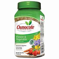 A product image of Osmocole flower and vegetable fertilizer. We recommend using a quality product like this when starting your produce or herb garden.